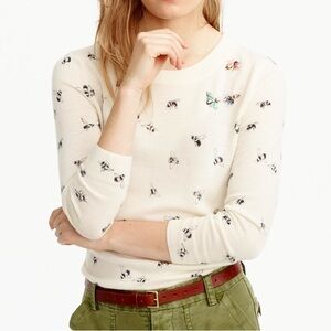 J. Crew Cream Sweater with Insect Embroidery